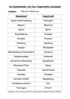 Vorschau - Arbeitsblätter - Die Bundeslaender und ihre Hauptstaedte - mit Lösungen - Seite 1