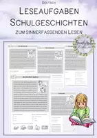 Vorschau - Arbeitsblätter - Leseaufgaben Schulgeschichten - sinnerfassendes Lesen - Deckblatt