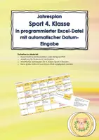 Vorschau - Lehrpläne/Lehrermaterial - Jahresplan für Sport 4. Klasse in programmierter Excel-Datei - Deckblatt