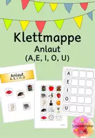 Vorschau - Mal- und Bastelvorlagen - Klettmappe, Anlaut, A, E, I, O, U, Freiarbeit, Vokale - Deckblatt