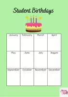 Vista previa - Decoración del aula - Tableros en inglés anual de cumpleaños - Portada