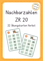 Vorschau - Aufgabenkarten - Nachbarzahlen ZR20 Herbst - Deckblatt