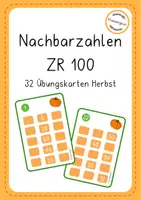 Vorschau - Aufgabenkarten - Nachbarzahlen ZR100 Herbst - Deckblatt