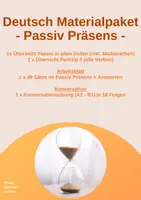Vorschau - Stundenentwürfe - DAF/DAZ Materialpaket: Übungen & Übersicht Passiv im Präsens, Daf, Daz, Vorgangspassiv, Deutsch, mit Antworten, Arbeitsblatt, A2, B1 - Deckblatt