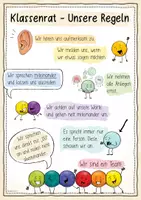 Vorschau - Mal- und Bastelvorlagen - Regeln für den Klassenrat (Grundschule / Sek 1) - Seite 1
