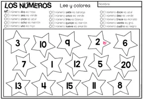 Vista previa - Hojas de trabajo - LOS NÚMEROS - Lee y colorea (2 niveles de diferenciación) - página 1