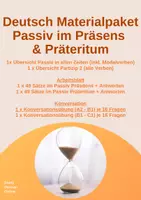 Vorschau - Stundenentwürfe - DAF/DAZ Materialpaket: Übungen & Übersicht Passiv im Präsens & Präteritum, Daf, Daz, Vorgangspassiv, Deutsch, mit Antworten, Arbeitsblatt, A2, B1 - Deckblatt
