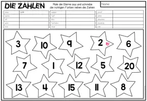 Vista previa - Hojas de trabajo - DIE ZAHLEN - Lesen und Malen (2 niveles de diferenciación) - página 2
