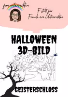 Vorschau - Mal- und Bastelvorlagen - Halloween 3D-Wackelfiguren-Bild "Geisterschloss" - Deckblatt