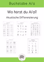 Vorschau - Arbeitsblätter - Buchstabe A/a: Akustische Differenzierung - Buchstabeneinführung - Lauteinführung - Laute hören - Deckblatt