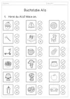 Vorschau - Arbeitsblätter - Buchstabe A/a: Akustische Differenzierung - Buchstabeneinführung - Lauteinführung - Laute hören - Seite 1