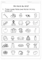 Vorschau - Arbeitsblätter - Buchstabe A/a: Akustische Differenzierung - Buchstabeneinführung - Lauteinführung - Laute hören - Seite 3