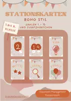 Vorschau - Stationenlernen - Stationskärtchen (Stationsarbeit) Boho Stil - Deckblatt