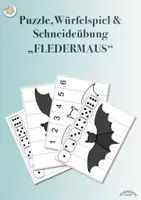 Vorschau - Spiele - Puzzle, Würfelspiel & Schneideübung „FLEDERMAUS“ (Zahlen bis 6 & Würfel) - Deckblatt
