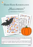 Vorschau - Arbeitsblätter - Hand-Hand-Koordination „HALLOWEEN“ - Gespenst, Kürbis, Hexenhut & Fledermaus (4 verschiedene Versionen) - Deckblatt