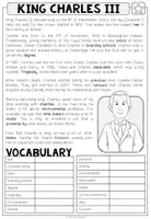 Vista previa - Hojas de trabajo - KING CHARLES III - Reading Comprehension (2-times differentiated + Conversation Strips) - página 2