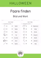 Vorschau - Arbeitsblätter - Halloween: Paare finden - Bild und Wort - Wortschatz - Deckblatt