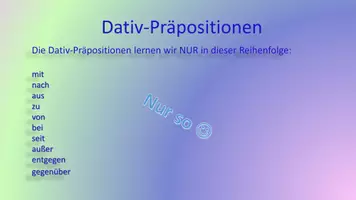 Vorschau - Präsentationen/Tafelbilder - Dativ-Präpositionen - Deckblatt
