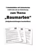 Vorschau - Arbeitsblätter - Arbeitsblätter mit Lückentexten zum Thema "Baumarten" + Mindmap + Infografik - Deckblatt