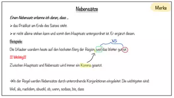 Vorschau - Merkblätter - Haupt- und Nebensätze, Satzreihe und Satzgefüge - Merkzettel - Seite 1