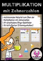 Vorschau - Stationenlernen - Multiplikation mit Zehnerzahlen - Bingo - Deckblatt