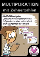 Vorschau - Stationenlernen - Multiplikation mit Zehnerzahlen - Schleichaufgaben - Deckblatt