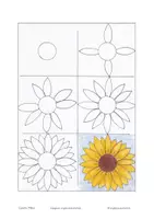 Vorschau - Arbeitsblätter - Sonnenblume/Sunflower - Malvorlage mit Symmetrie - Seite 3