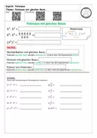 Vorschau - Arbeitsblätter - Thema: Potenzgesetze Klasse 7 (4 Videoblätter) - Seite 1