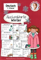 Vorschau - Stationenlernen - Abschreibkartei Winter Grundschrift (1. Klasse) - Deckblatt