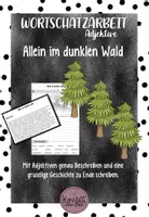 Vorschau - Arbeitsblätter - Gruselgeschichte im dunklen Wald > Wortschatz Adjektive - Deckblatt