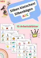Vorschau - Arbeitsblätter - Deutsch 1.Klasse SILBEN KLATSCHEN / SILBENBÖGEN ZEICHNEN / 15 ABs - Deckblatt