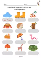 Vorschau - Arbeitsblätter - Deutsch 1.Klasse SILBEN KLATSCHEN / SILBENBÖGEN ZEICHNEN / 15 ABs - Seite 1