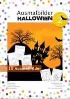 Vorschau - Mal- und Bastelvorlagen - Halloween - 10 Ausmalbilder - Vertretungsunterricht - Kunst - Deckblatt