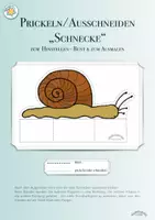 Vorschau - Mal- und Bastelvorlagen - Prickeln / Ausschneiden „SCHNECKE“ zum Hinstellen (koloriert & zum Ausmalen) - Deckblatt