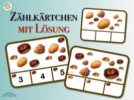 Vorschau - Arbeitsblätter - Klammerkarten / Zählkarten: HERBSTFRÜCHTE: (Mengen mit Bucheckern, Eicheln, Walnüsse & Kastanien) - MIT LÖSUNG (binnendifferenziert) #Eichhörnchen #Herbst - Deckblatt