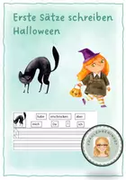 Vorschau - Arbeitsblätter - Halloween: Erste Sätze schreiben - Deckblatt