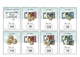 Vorschau - Spiele - Euro Lesespiel - Ich habe... Wer hat...? - Umgang mit Geld - Spiel - Seite 1