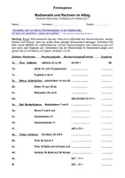 Vorschau - Test - Mathematik im Alltag - Einstiegstest - Deckblatt