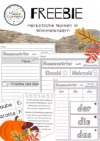 Vorschau - Arbeitsblätter - Herbstliche Nomen zu Wimmelbildern - Deckblatt