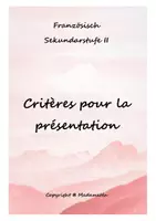 Vorschau - Arbeitsblätter - Critères pour les présentations - Richtig präsentieren (Französisch) - Deckblatt