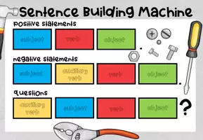 Vorschau - Arbeitsblätter - Sentence Building Machine (positive/negative statements and questions im Simple Present) SATZSTRUKTUR Montessori - Seite 2