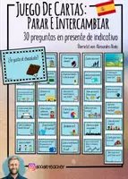 Vorschau - Spiele - Juego de cartas: Parar e intercambiar / 30 preguntas en presente de indicativo - Deckblatt