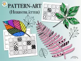 Vorschau - Arbeitsblätter - PATTERN-ART „HERBST“: Herbstblätter mit Muster befüllen (Zentangle) - Deckblatt