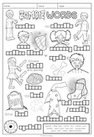 Vista previa - Hojas de trabajo - Zombie Words - Vocabulary Worksheet - página 1