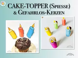 Vorschau - Mal- und Bastelvorlagen - GEFAHRLOS-KERZEN & MUFFIN-TOPPER / Spieße (Weihnachten / Lichterfest / Chanukka / Geburtstag) - Seite 1
