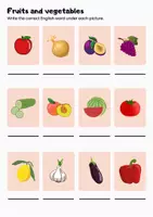 Vorschau - Arbeitsblätter - Basic words - fruits and vegetables mit Lösungsblatt - Seite 1