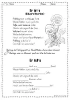 Vorschau - Stundenentwürfe - Parallelgedicht zu verschiedenen Jahreszeiten - "Er ist’s" (Frühling lässt sein blaues Band, Eduard Mörike) - Seite 1