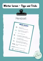 Vorschau - Poster - Vokabeltraining - Tipps und Tricks - Deckblatt