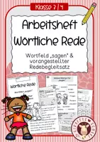 Vorschau - Unterrichtsreihen - Wörtliche Rede üben – Arbeitsheft & Wortfeld „sagen“ (Deutsch Klasse 3/4) - Deckblatt