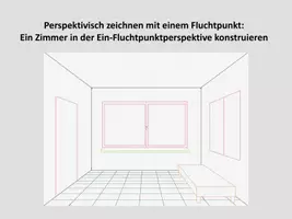 Vorschau - Präsentationen/Tafelbilder - Perspektivisch zeichnen mit Fluchtpunkt - Traumzimmer in der Ein-Fluchtpunktperspektive / Zentralperspektive (Kunst 8.-9. Klasse) - Seite 1